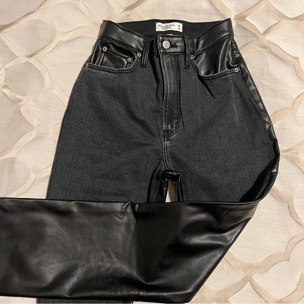 Abercrombie denim & leather jeans